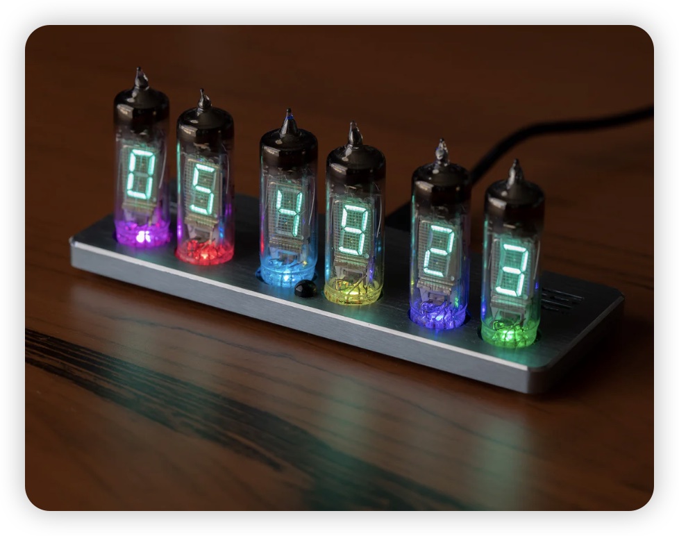 VIVID VFD Tube Clock - WiFi-enabled with IPS display
